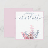 ミニマガーリーリエレガントアルフローラブルーピンク名 ノートカード (正面/裏面)