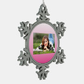 ミニマガーリーリストほこりっぽいバラさくらんぼピンク スノーフレークピューターオーナメント (左)