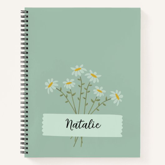 ミニマガーリーリストモノグラム可愛いシンプルデイジーブルー ノートブック (正面)