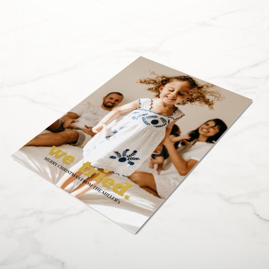 ミニマクラシックリストのおもしろい写真クリスマス私たちが試した 箔招待状 (回転した状態)