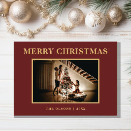 ミニマクラシックリストのクリスマスレッド写真と手紙 シーズンカード