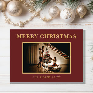 ミニマクラシックリストのクリスマスレッド写真と手紙 シーズンカード