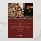 ミニマクラシックリストのクリスマスレッド文字と写真 箔シーズンカード (裏面)