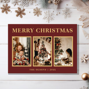 ミニマクラシックリストのクリスマスレッド3枚の写真 シーズンカード
