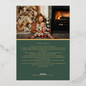 ミニマクラシックリストのメリークリスマスグリーン写真 箔シーズンカード (裏面)