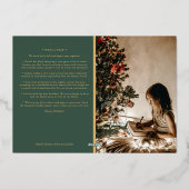 ミニマクラシックリストのメリークリスマスグリーン写真 箔シーズンカード (裏面)