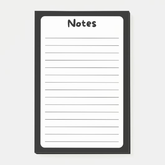 ミニマクラシックリストのモノクロPost-It®ノート ポストイット (正面)