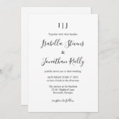 ミニマクラシックリストの黒と白結婚の 招待状 (正面/裏面)