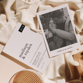 ミニマクラシックリストシンプルのモノグラム写真結婚の 招待状