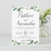 ミニマクラシックリストユーカリプタス結婚グリーン 招待状 (スタンド正面)