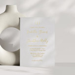 ミニマクラシックリスト結婚モノグラム白金ゴールド 箔招待状<br><div class="desc">ミニマルクラシックリストモノグラムホワイト&ゴールドフォイル結婚式招待状</div>
