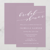 ミニマクラシックリスト薄紫ブライダルシャワー 招待状 (正面/裏面)