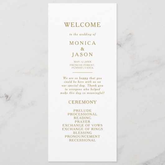 ミニマクラシックリスト金ゴールド結婚式 プログラム (正面)