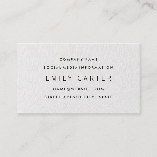 ミニマクラシックリスト |白い布のテクスチャ 名刺 (正面)