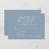 ミニマクラシックリストDUSTYブルーモダンバルミツワー 出欠カード (正面/裏面)