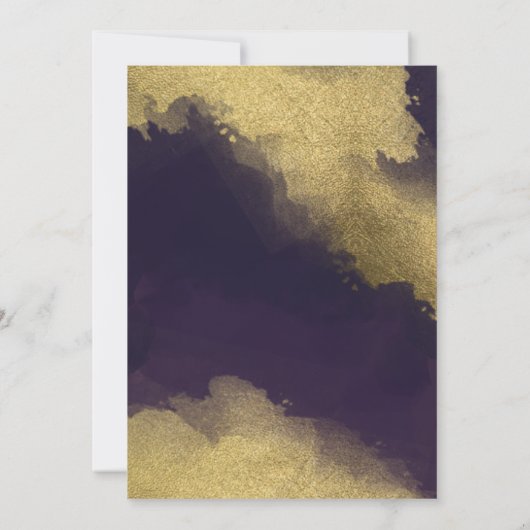 ミニマクールモダンル抽象芸術金ゴールド水色 招待状 (裏面)