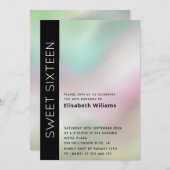 ミニマクールリストタイポグラフィホログラフィックスイート16 招待状 (正面/裏面)