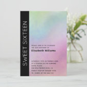 ミニマクールリストタイポグラフィホログラフィックスウィート16イン 招待状 (スタンド正面)