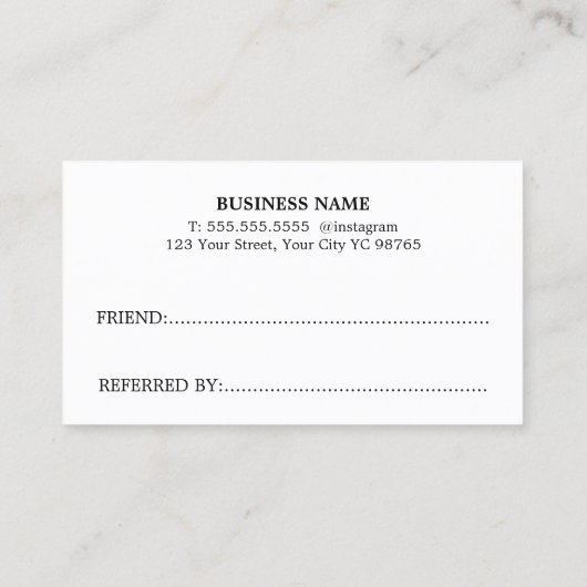 ミニマクールリスト白黒はっきりした美しいサロン 紹介カード (裏面)