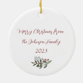 ミニマコンテンポラリーリストのクリパーソナライズされたスマス セラミックオーナメント (裏面)