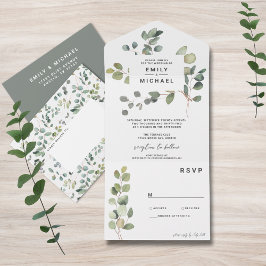 ミニマコンテンポラリーリストのユーカリ オールインワン招待状