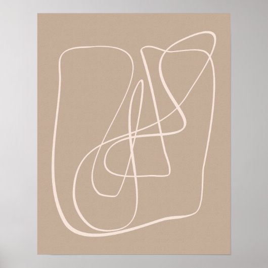 ミニマコンテンポラリーリスト抽象芸術チューペブラウンライン ポスター (正面)