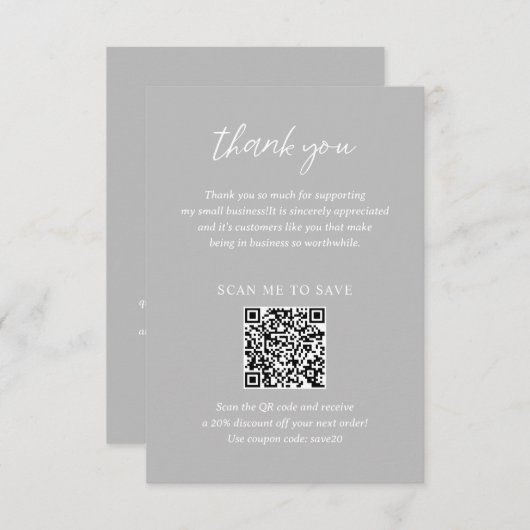 ミニマコンテンポラリーリスト石板グレイモダンビジネス サンキューカード (正面/裏面)
