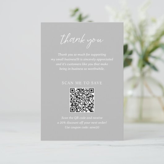 ミニマコンテンポラリーリスト石板グレイモダンビジネス サンキューカード (スタンド正面)
