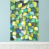 ミニマコンテンポラリーリズムアートデコグリーンパターン キャンバスプリント (インサイチュ (ウッドフロア))