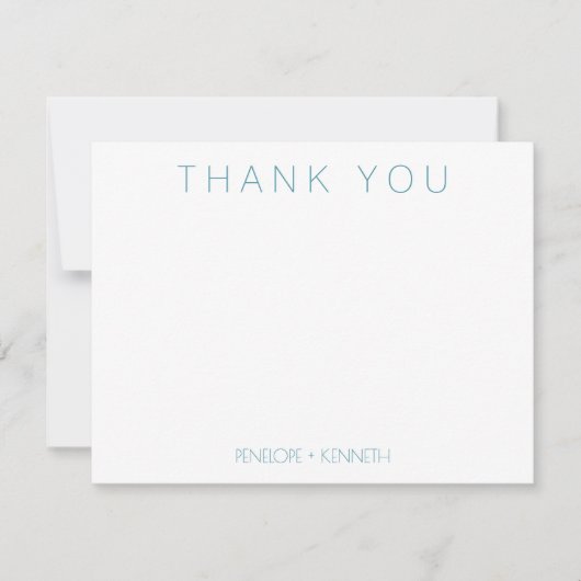 ミニマコンテンポラリーリパーソナライズされたティール(緑がかった色)結婚ズ サンキューカード (正面)