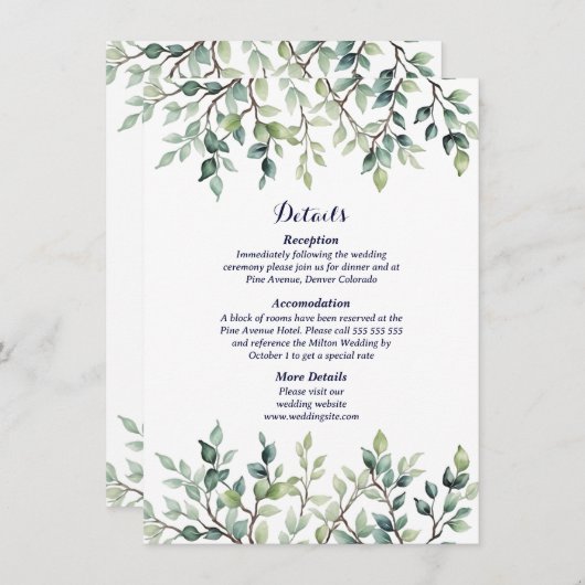 ミニマシンプルスかわいらし離れのブ結婚ランチ エンクロージャーカード (正面/裏面)