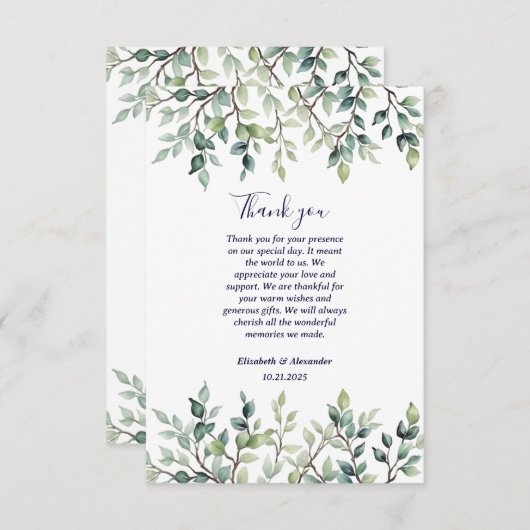 ミニマシンプルスかわいらし離れのブ結婚ランチ サンキューカード (正面/裏面)