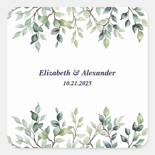 ミニマシンプルスかわいらし離れのブ結婚ランチ スクエアシール (正面)