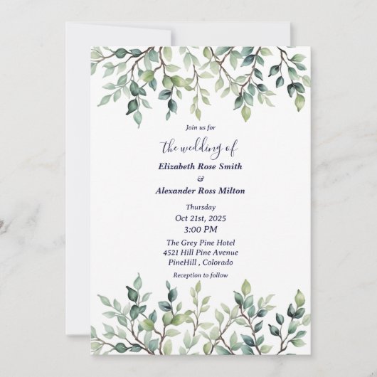 ミニマシンプルスかわいらし離れのブ結婚ランチ 招待状 (正面)