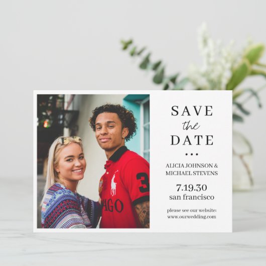 ミニマシンプルモダンエレガントル写真結婚の セーブザデート (スタンド正面)