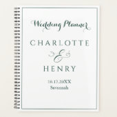 ミニマシンプルリエレガントズムの緑と白結婚の プランナー手帳 (正面)