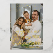 ミニマシンプルリカスタムの家族の写真モダン 箔シーズンカード (正面)