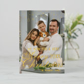 ミニマシンプルリカスタムの家族の写真モダン 箔シーズンカード (立ち正面)