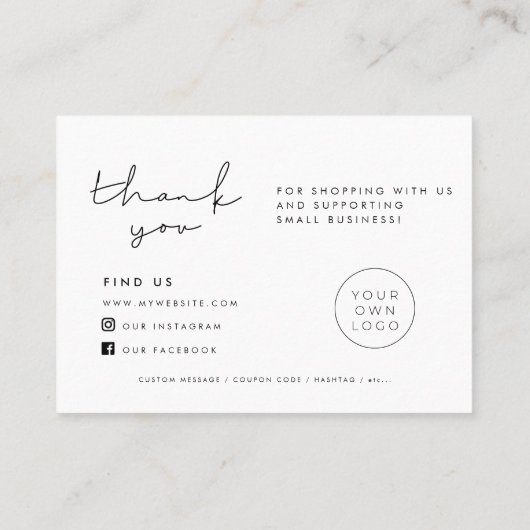 ミニマシンプルリストありがとうございましたパッケージ挿入カード 名刺 (裏面)