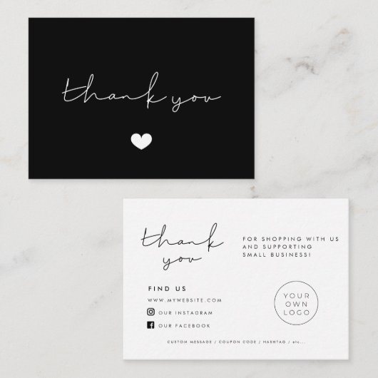 ミニマシンプルリストありがとうございましたパッケージ挿入カード 名刺 (正面/裏面)