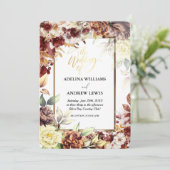 ミニマシンプルリストかわいいバラ金ゴールド結婚フレーム 招待状 (スタンド正面)