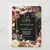 ミニマシンプルリストかわいいバラ金ゴールド結婚フレーム 招待状 (正面)