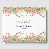 ミニマシンプルリストかわいらしバラつる植物フローラ結婚の ゲストブック (正面)