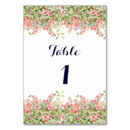 ミニマシンプルリストかわいらしバラつる植物フローラ結婚の テーブルナンバー