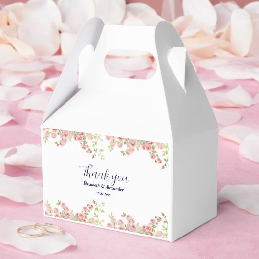 ミニマシンプルリストかわいらしバラつる植物フローラ結婚の フェイバーボックス (ウェディング)