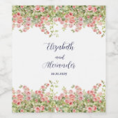 ミニマシンプルリストかわいらしバラつる植物フローラ結婚の ワインラベル (シングルラベル)