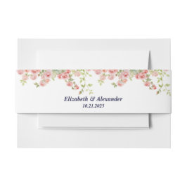 ミニマシンプルリストかわいらしバラつる植物フローラ結婚の 招待状ベリーバンド