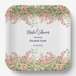 ミニマシンプルリストかわいらしバラつる植物ブライダルシャワー ペーパープレート