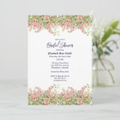 ミニマシンプルリストかわいらしバラつる植物ブライダルシャワー 招待状 (スタンド正面)