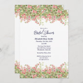 ミニマシンプルリストかわいらしバラつる植物ブライダルシャワー 招待状 (正面/裏面)